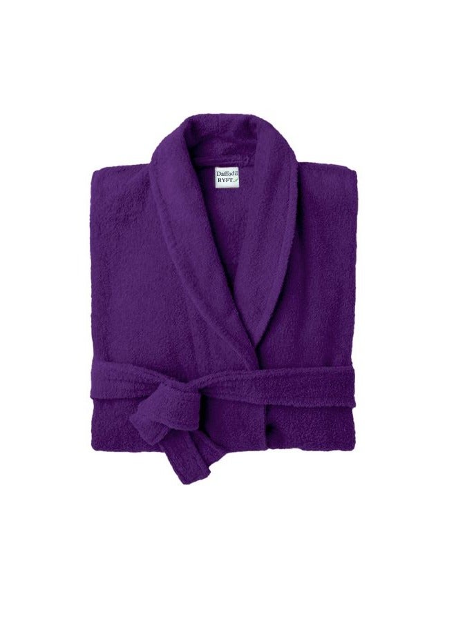 Daffodil (Purple) Premium Unisex Bathrobe, 100% Terry Cotton, Highly Absorbent and Quick dry, Hotel and Spa Quality Bathrobe for Men and Women-400 Gsm