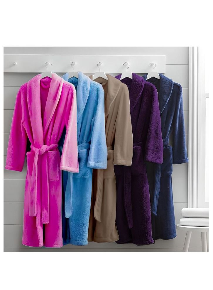 Daffodil (Purple) Premium Unisex Bathrobe, 100% Terry Cotton, Highly Absorbent and Quick dry, Hotel and Spa Quality Bathrobe for Men and Women-400 Gsm