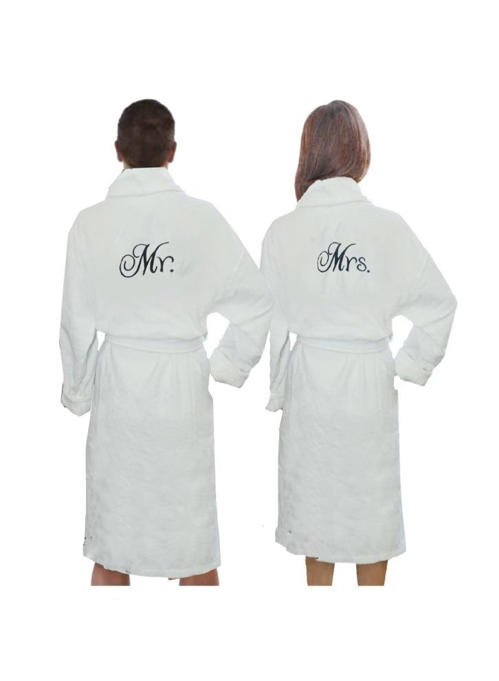 Embroidered For You White Luxury (Mr.&Mrs.) Personalized Bathrobe-Set of 2 cotton-Highly Absorbent and Quick dry-Classic Hotel and Spa Quality Bath Linen 400 Gsm