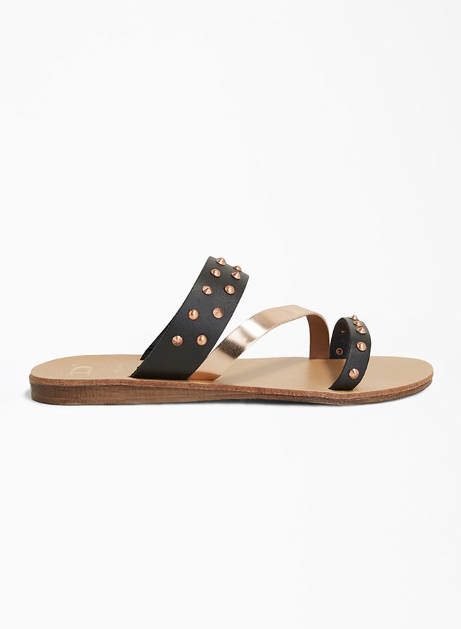 Lizabel Studded Sandals Black Leather Mix