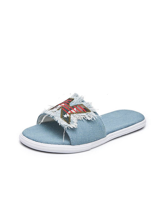 Applique Chic Slides Blue