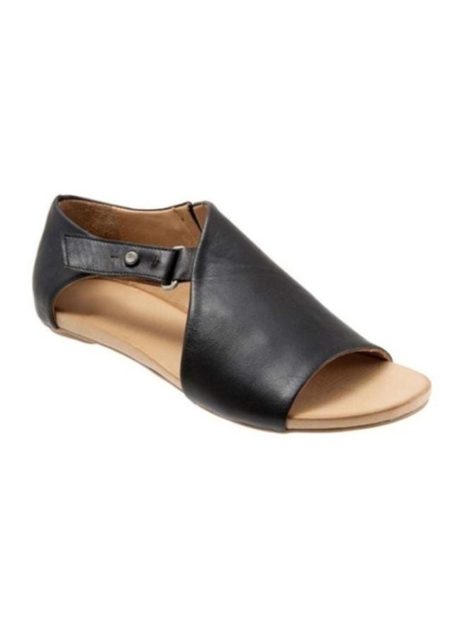 Side Belt Flat Sandals Black/Brown