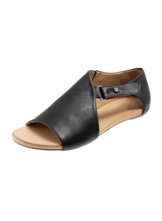 Side Belt Flat Sandals Black/Brown