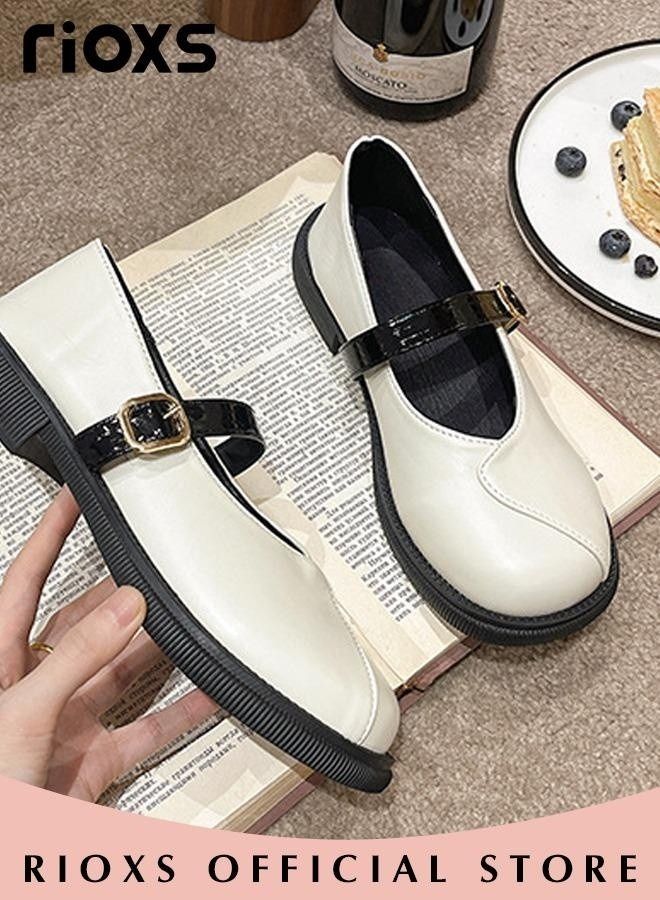 Women's Fashion Casual Lightweight Mary Jane Loafers Classic Soft ELastic Sole Shoes Square Toe Comfortable Low Heel Flats