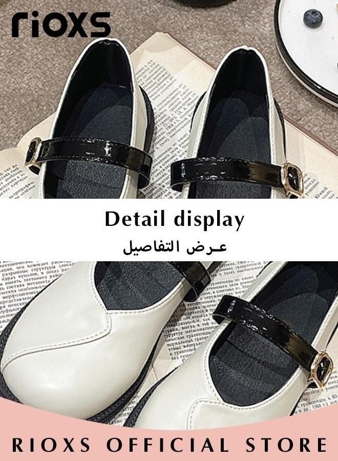 Women's Fashion Casual Lightweight Mary Jane Loafers Classic Soft ELastic Sole Shoes Square Toe Comfortable Low Heel Flats