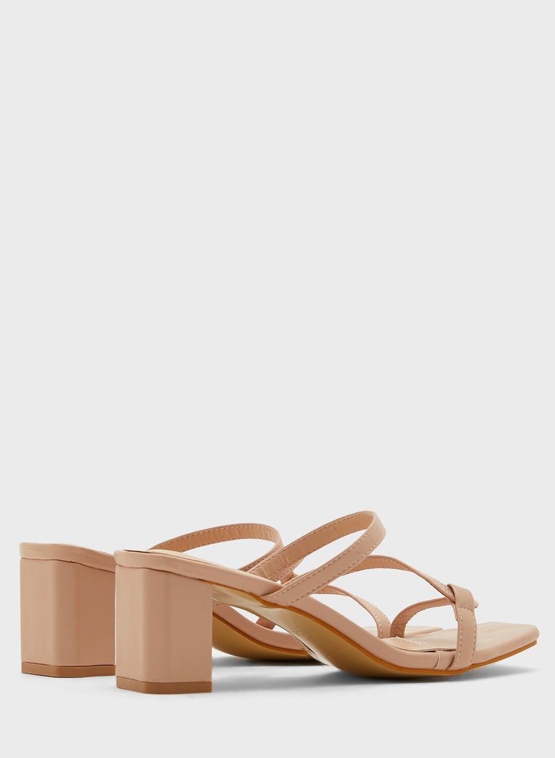 Square Toe Skinny Strap Mules