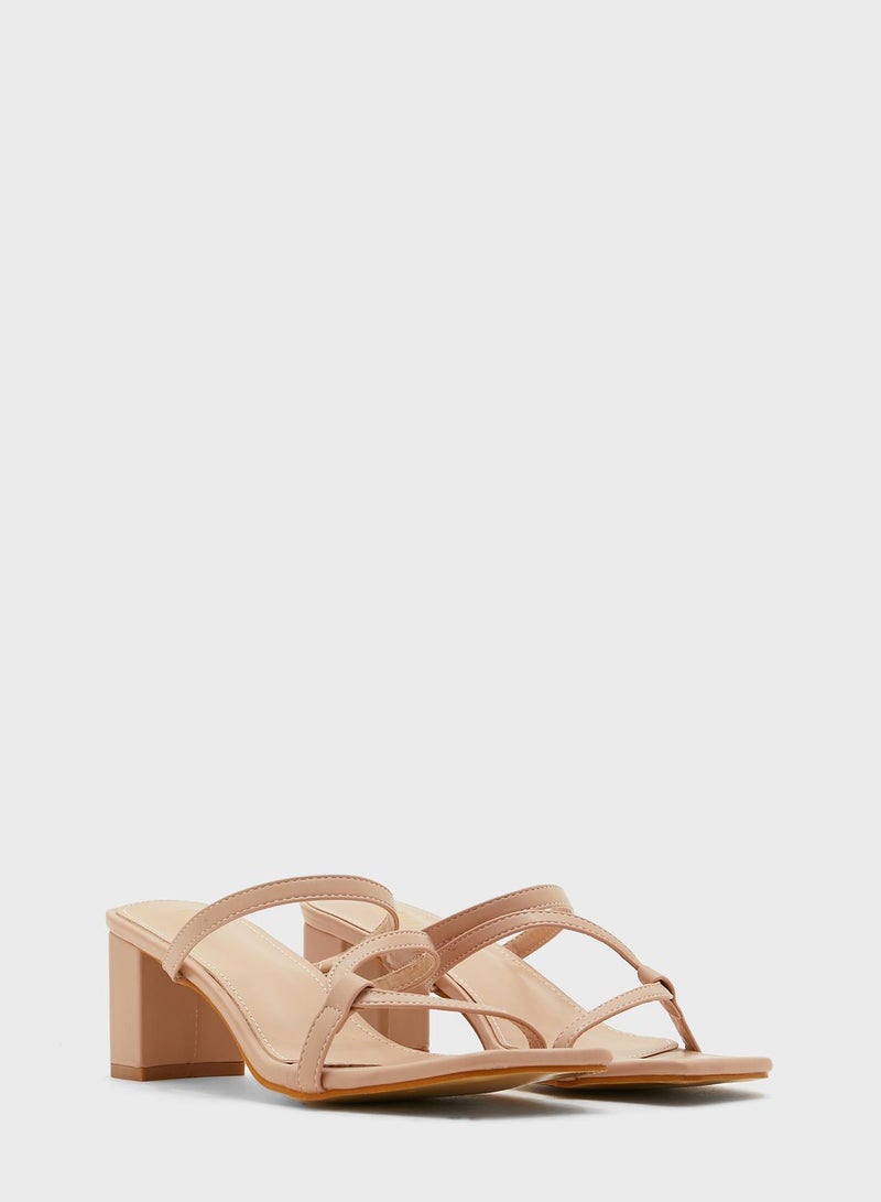 Square Toe Skinny Strap Mules