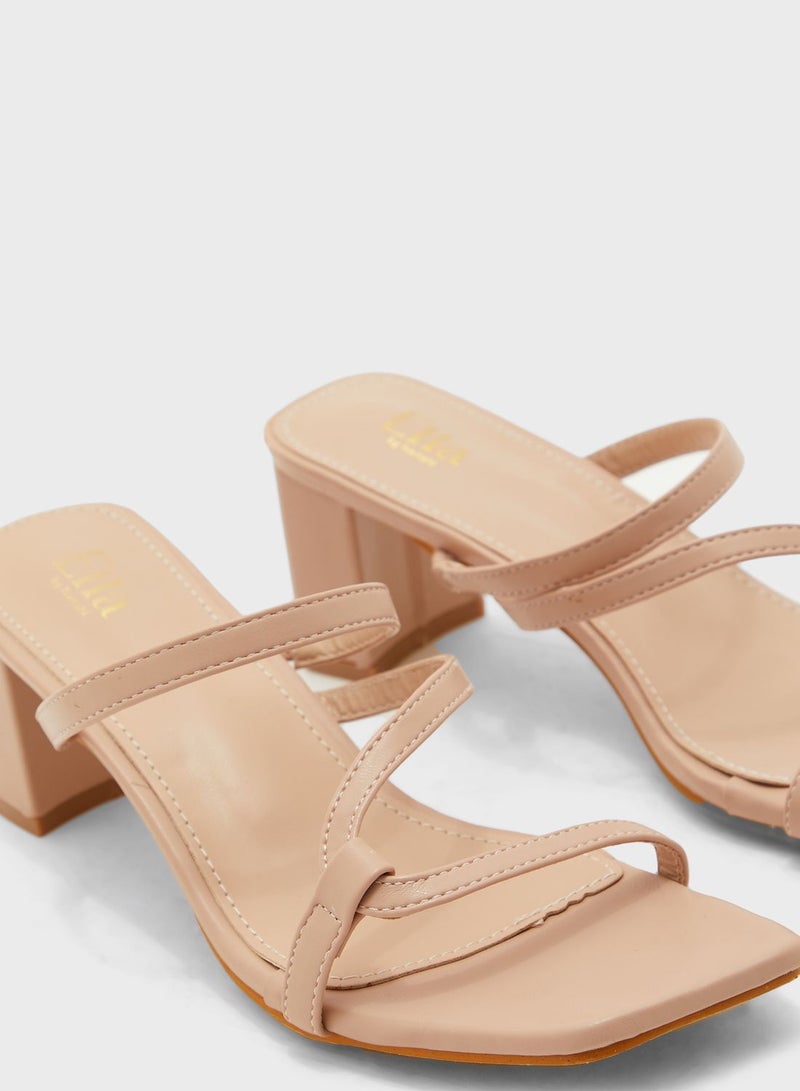 Square Toe Skinny Strap Mules