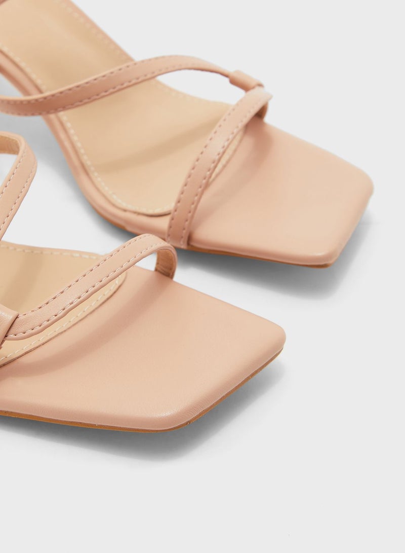 Square Toe Skinny Strap Mules