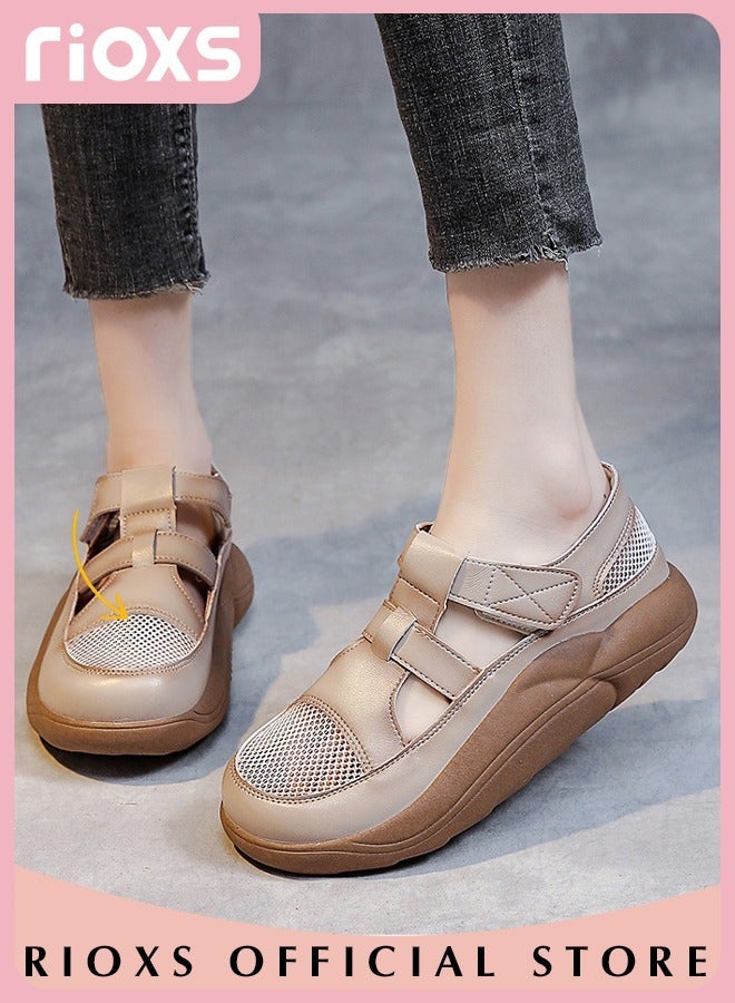 Women's Walking Shoes Fashion Casual Sneakers Closed Toes Thick Sole Shoes Lightweight Flat Sandals