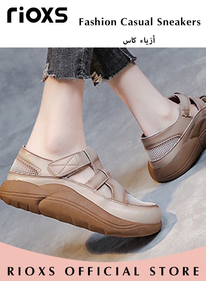 Women's Walking Shoes Fashion Casual Sneakers Closed Toes Thick Sole Shoes Lightweight Flat Sandals