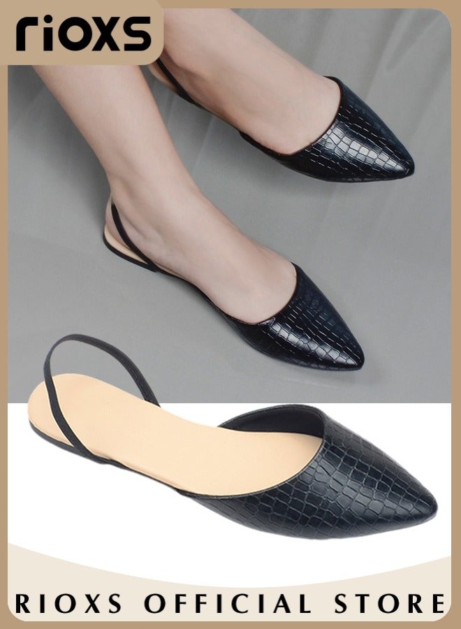 Women's Casual Pointed Toe Dual Strap Sandals Flat Shoes Women's Low Heel Shoes