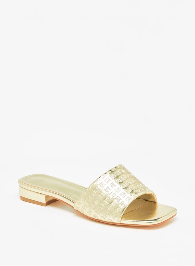 Women's Textured Slip-On Sandals With Block Heels