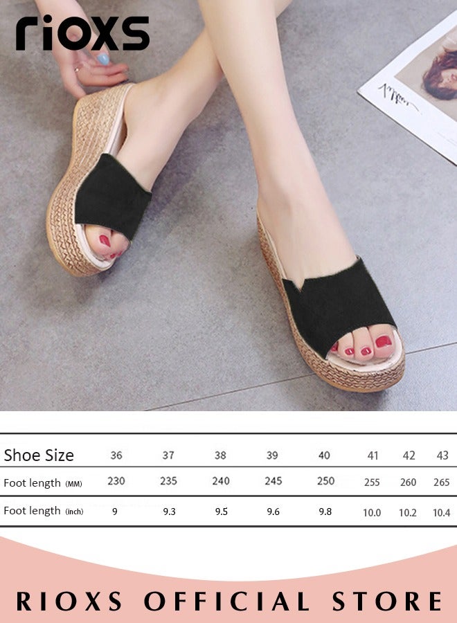Women's Casual Wedge Slipper Comfortable Non Slip Thick Sole Sandals Fashion Platform Shoes For Indoor Or Outdoor Use