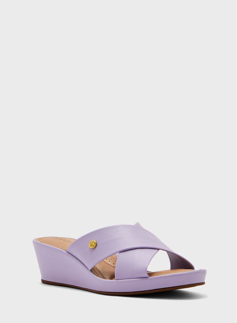 Cross Strap Low Heel Wedge Sandals