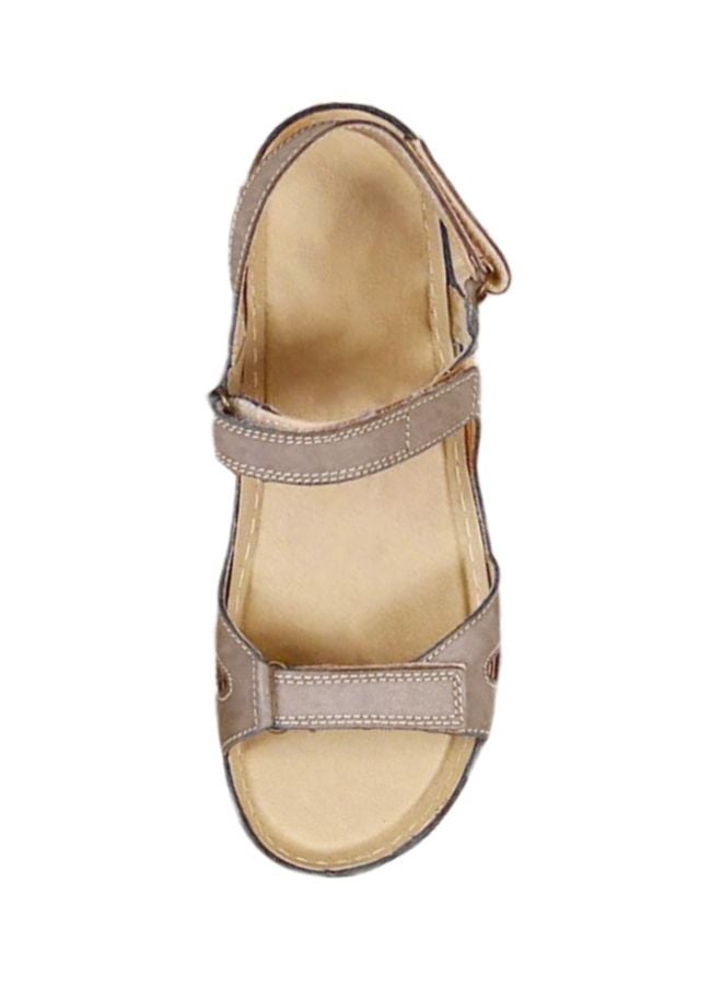 Double Strap Casual Sandals Grey/Beige