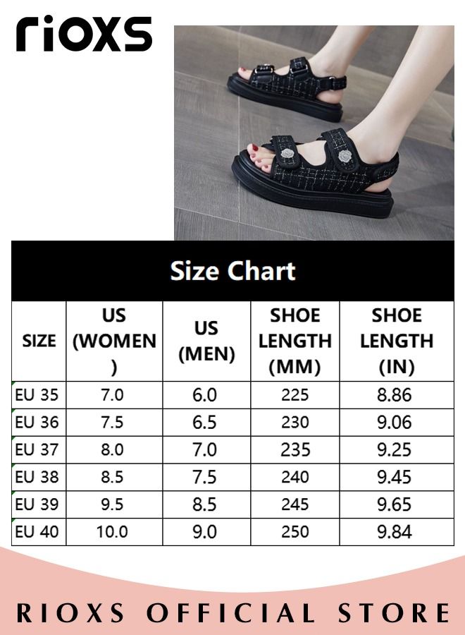 Women's Summer Fashion Double Buckles Thick Soft Sole Sandals Breathable Open Toes Non-Slip Beach Sandals Casual Adjustable Flat Sandals