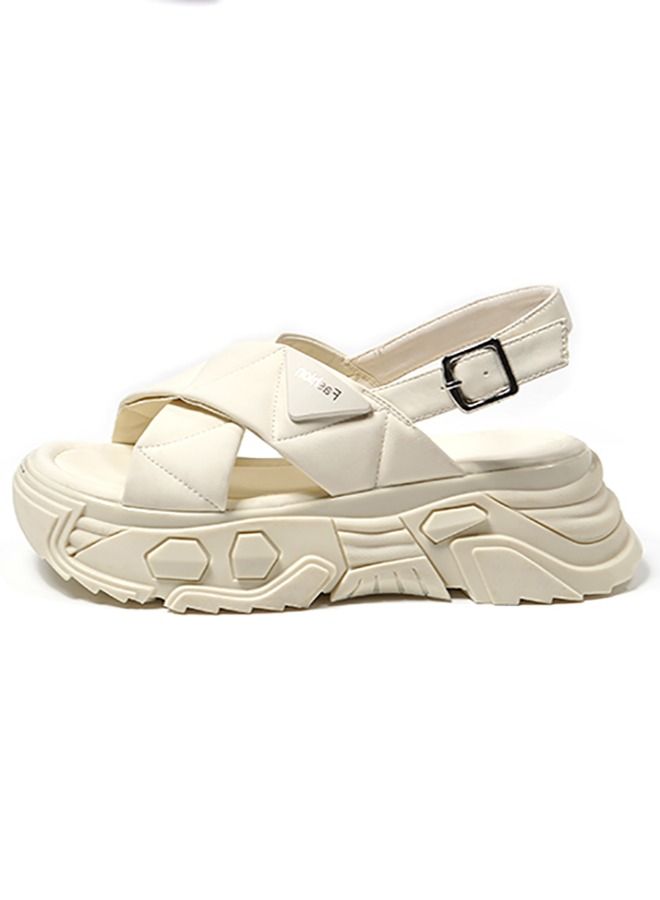 Women Summer Fashion PU Leather Platform White Sandal