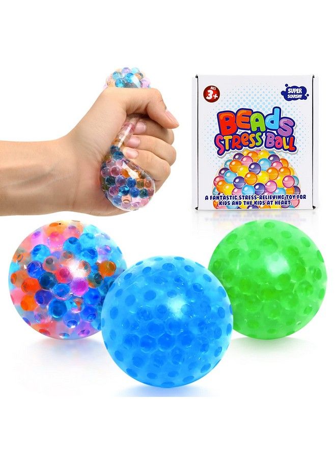 3 Set Water Beads Stress Relief Squeezing Balls For Kids And Adults: Best Calming Tool To Relieve Anxiety, Vent Mood And Improve Focus, Soft Novelty Hand Grip Pressure Ball (Beads Balls Bgc)