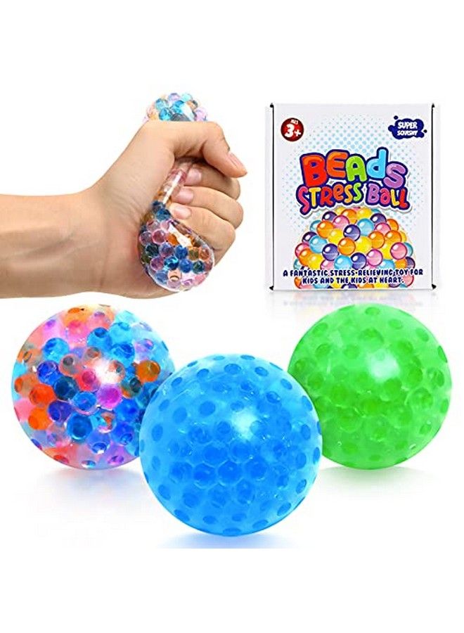 3 Set Water Beads Stress Relief Squeezing Balls For Kids And Adults: Best Calming Tool To Relieve Anxiety, Vent Mood And Improve Focus, Soft Novelty Hand Grip Pressure Ball (Beads Balls Bgc)