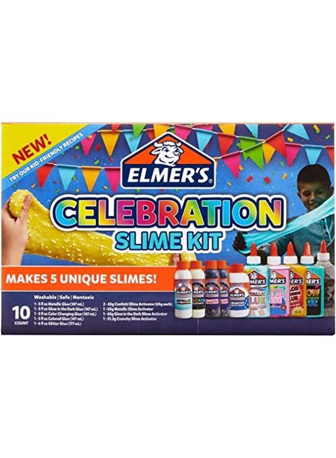 Elmer’S Celebration Slime Kit Slime Supplies Include Assorted Magical Liquid Slime Activators And Assorted Liquid Glues 10 Count