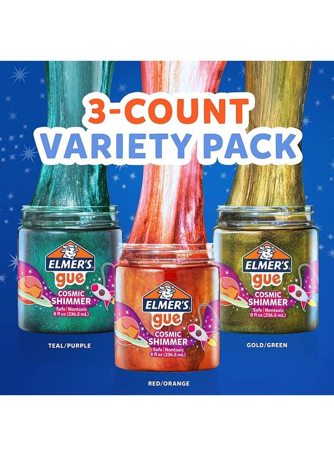 Gue Premade Slime Cosmic Shimmer Glitter Slime Variety Pack 3 Count