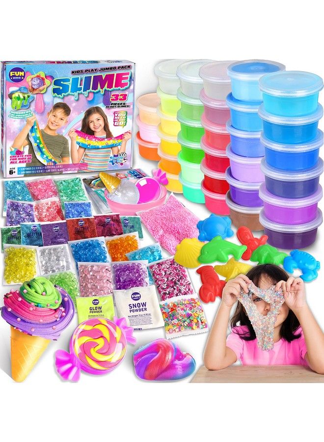 33 Cups Jumbo Slime Kit For Girls And Boys Funkidz Premade Ultimate Slime Pack To Diy Big Fluffy Slime Making Kits Super Party Favors Gift Toys For Kids