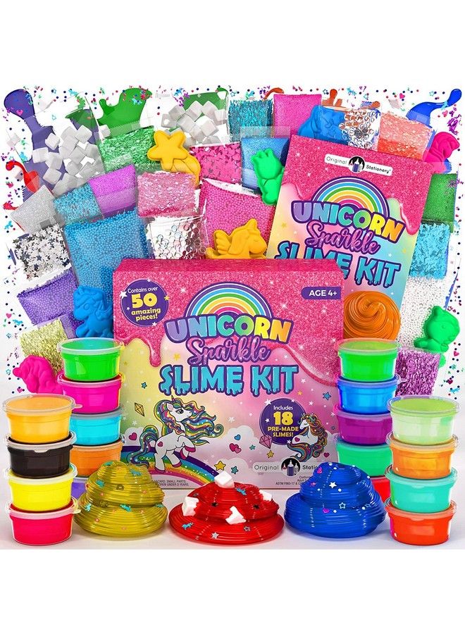 Unicorn Sparkle Slime Kit 50Piece Unicorn Slime Kit With 18Pcs Premade Slime Awesome Gift Idea And Slime Kit For Girls 1012