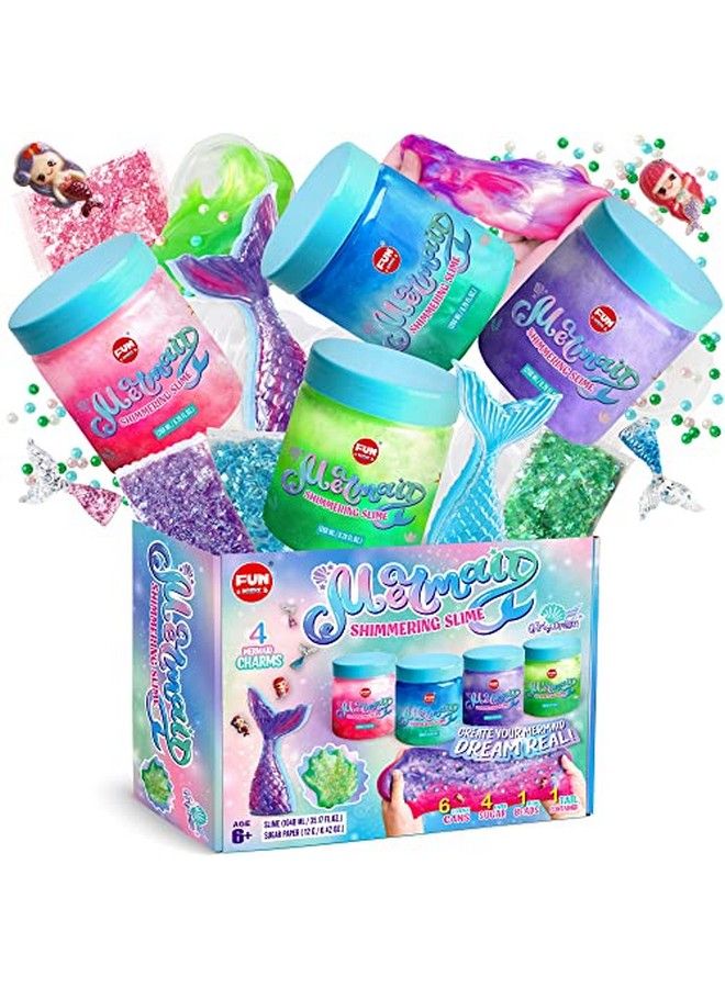 35.16 Fl Oz (1040Ml) Mermaid Slime For Kids Ages 68 Funkidz Premade Glitter Sparkle Girls Slime Pack 812 Years Old Mermaid Gifts