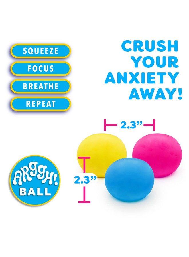 Arggh Mini Stress Balls For Adults And Kids 3Pk Squishy Stress Balls Color Changing Resistance Fidget Toys Sensory Stress Anxiety Relief Squeeze Toys Squishy Toy (Yellow Pink Blue)