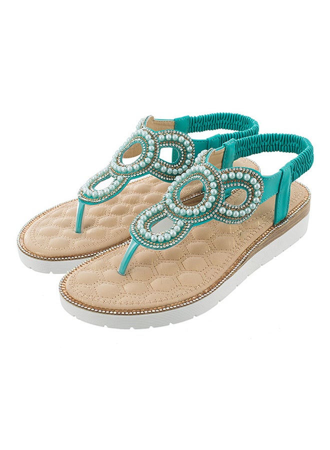 T-strap Elastic Band Sandals Green