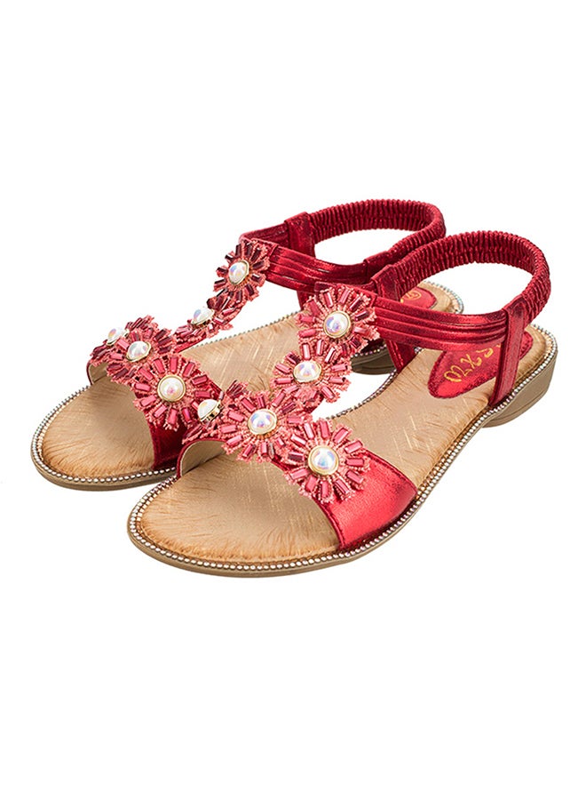 Bohemian Elastic Band Sandals Red