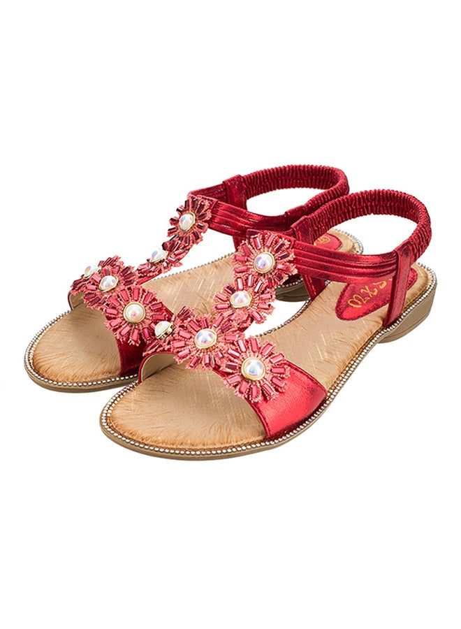 Bohemian Elastic Band Sandals Red