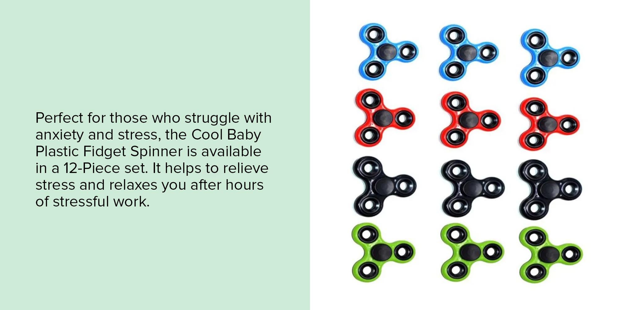 12-Piece Plastic Fidget Spinner Set 6.5x0.65x6.5cm