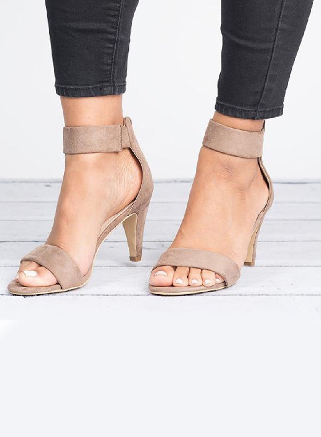 Ankle Strap Shoes High Heels Brown