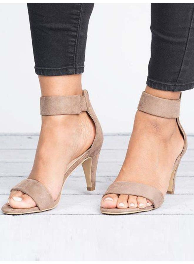 Ankle Strap Shoes High Heels Brown