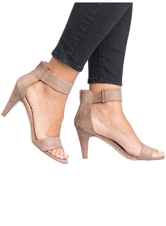 Ankle Strap Shoes High Heels Brown