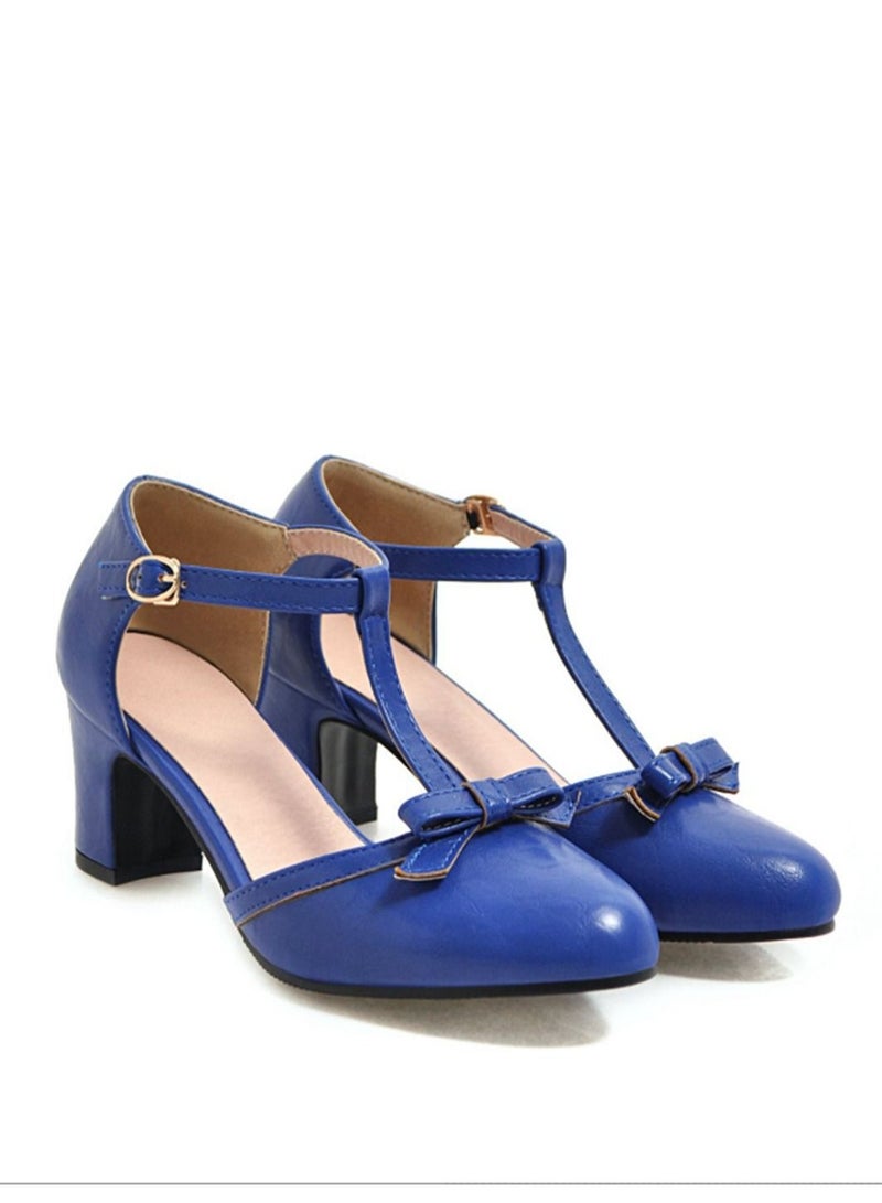 Buckled Hollow Women's Shoes Blue