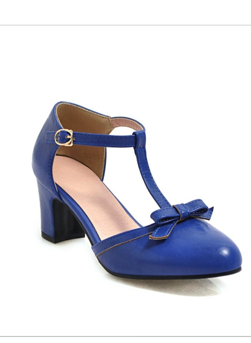 Buckled Hollow Women's Shoes Blue