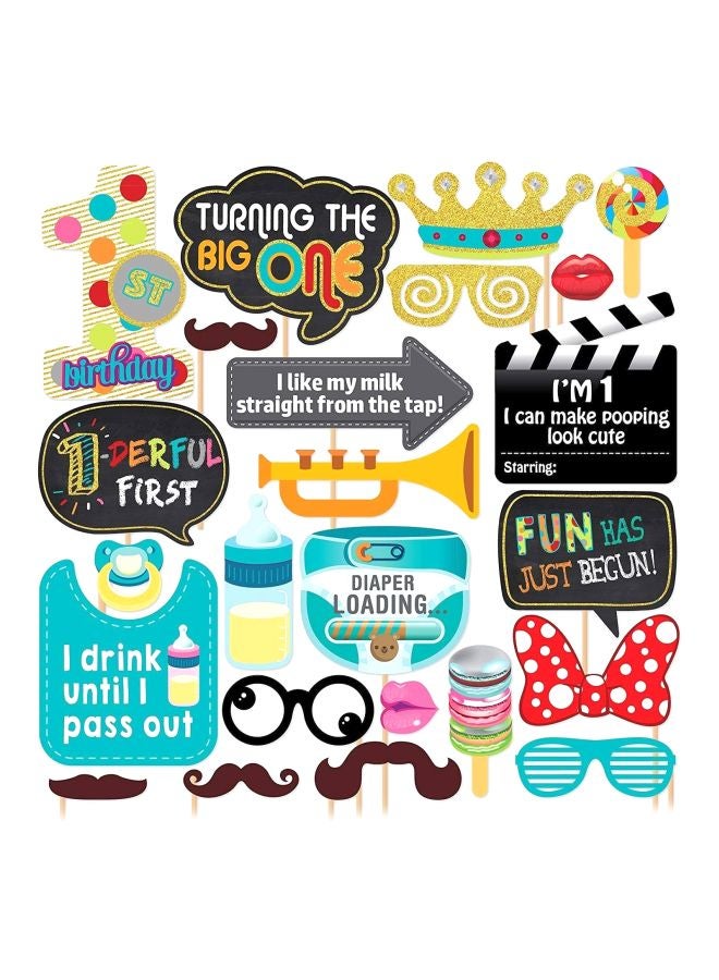 24-Piece 1st Birthday Photo Booth Props Set PHO15