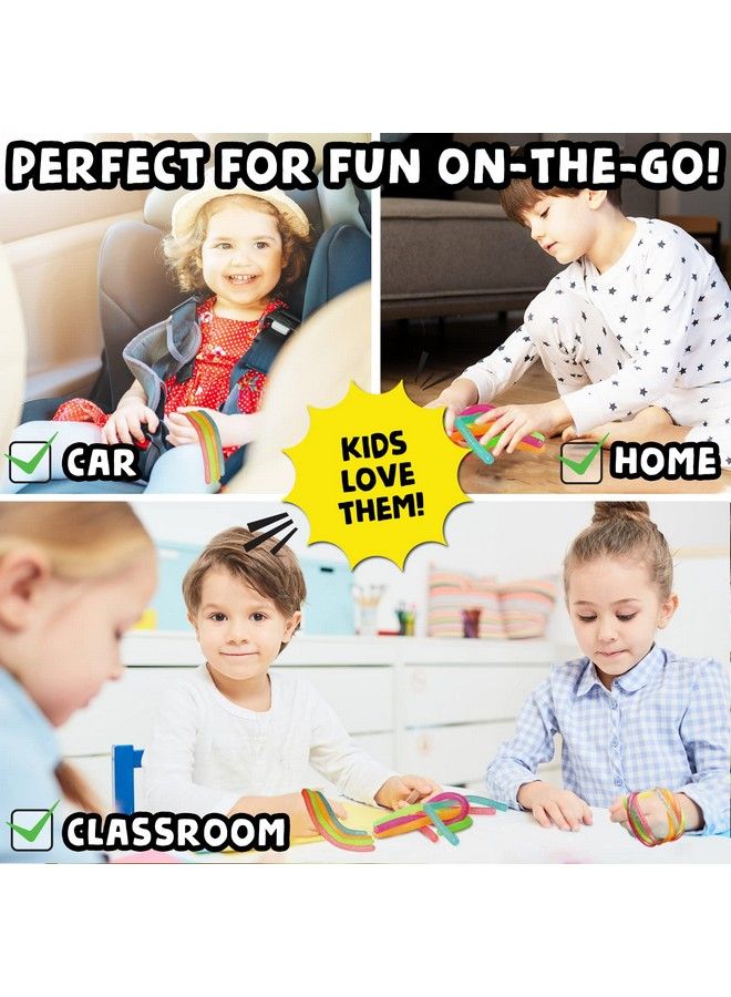 Glitter Stretchy Strings 6Pk ; Perfect Sensory Toys For Anxiety & Stress ; Calming Monkey Stretch Noodles ; Focus & Stimulation ; Great Kids Party Favors ; Hours Of Fun For Kids