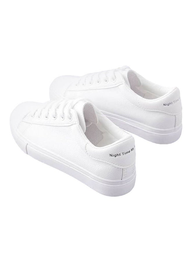 Anti-slip Flat Lace up Sports Sneakers White