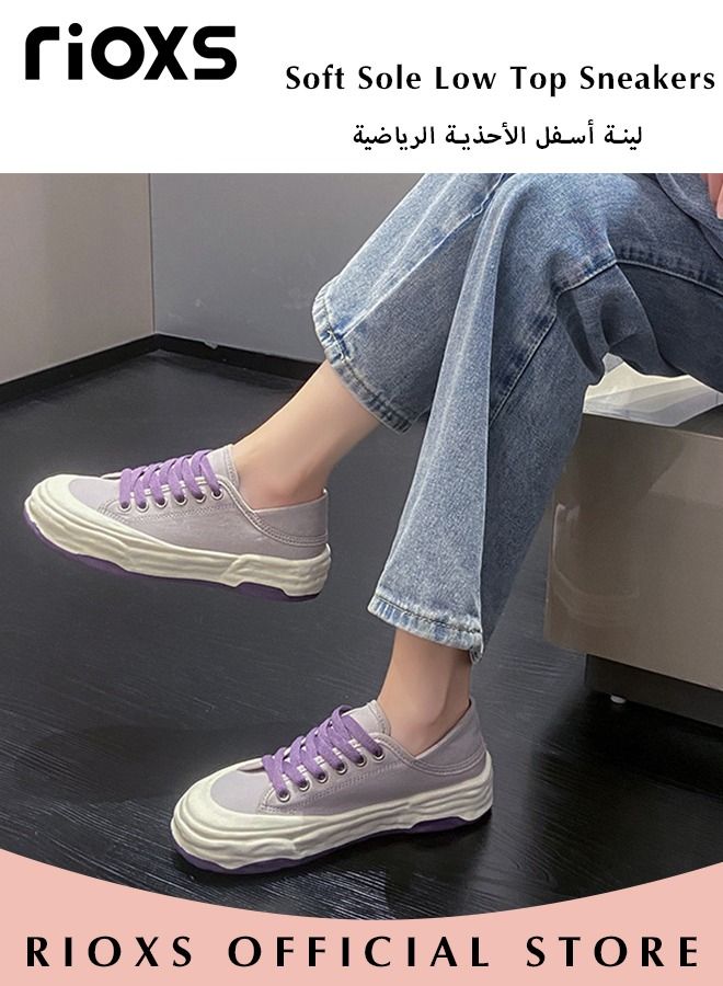 Women's Fashionable Casual Canvas Shoes, Low Top Sneakers with Non-slip Rubber Sole, Classic Lace Up Lightweight Shoes, Suitable for Work, Sports, Shopping, Hiking, Running and Other Occasions