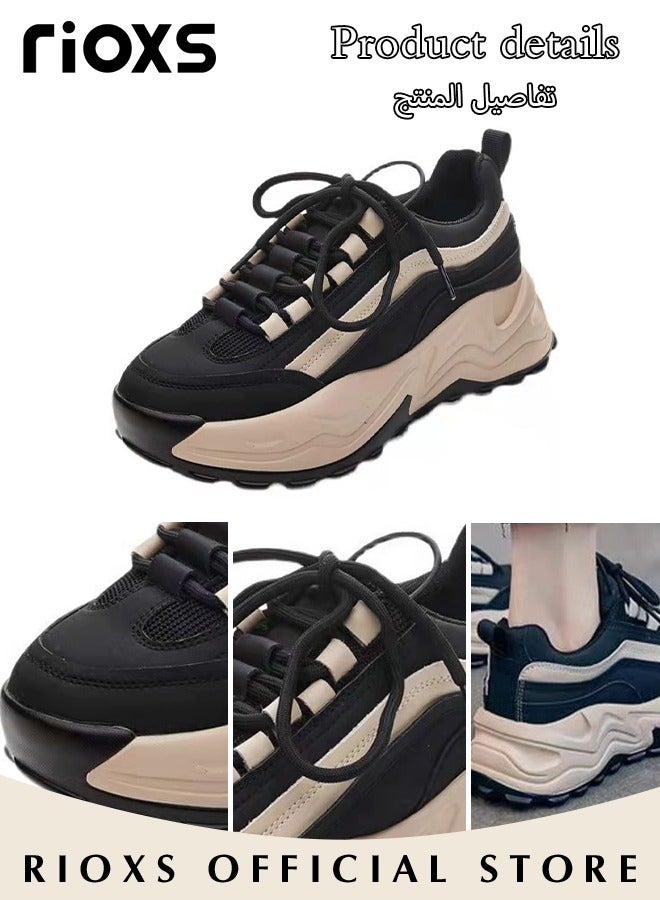 Women's Sports Shoes, Chunky Sneaker For Womens, Breathable Platform Trainers, Ladies Chunky Shoes For Running Walking Jogging, Casual Wild Shoes,  Lace up Comfortable Fashion Dad Sneakers