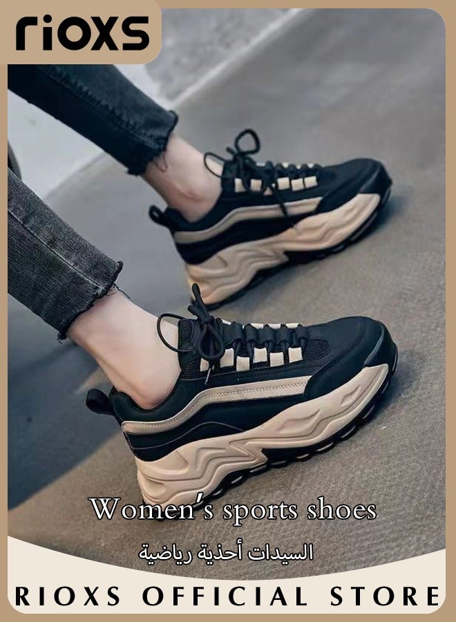 Women's Sports Shoes, Chunky Sneaker For Womens, Breathable Platform Trainers, Ladies Chunky Shoes For Running Walking Jogging, Casual Wild Shoes,  Lace up Comfortable Fashion Dad Sneakers