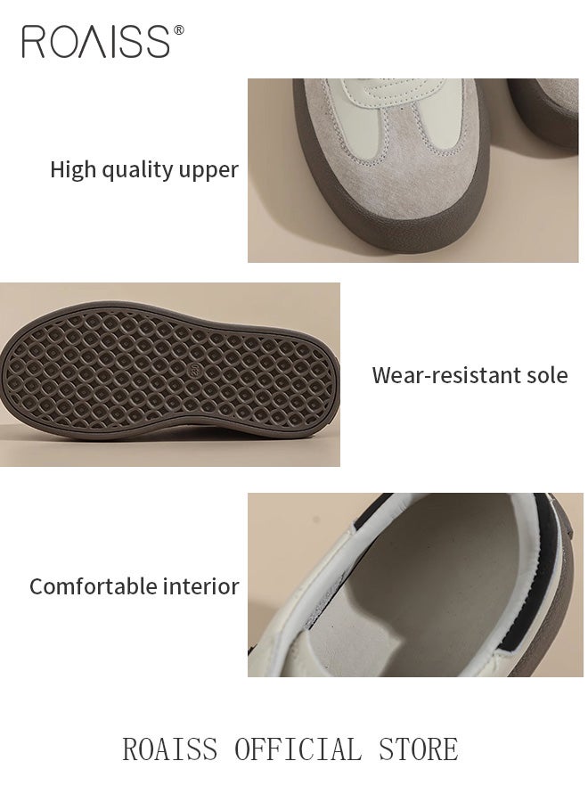 Women Platform Training Shoes Thick Soled Soft Leather Color Block Elevator Sneakers Perfect for Casual Sports Style