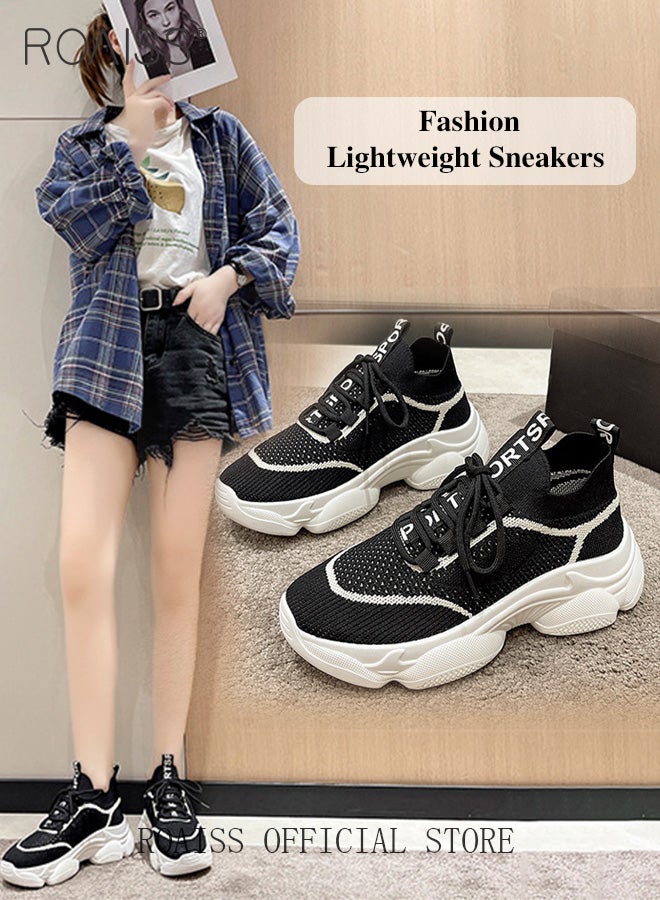 Women's Thick Sole Sneakers Women's Mesh Dad Shoes Women's Thick Sole Hollow Casual Shoes