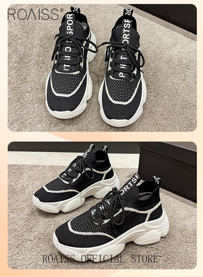Women's Thick Sole Sneakers Women's Mesh Dad Shoes Women's Thick Sole Hollow Casual Shoes