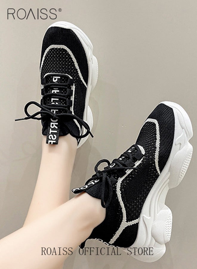 Women's Thick Sole Sneakers Women's Mesh Dad Shoes Women's Thick Sole Hollow Casual Shoes