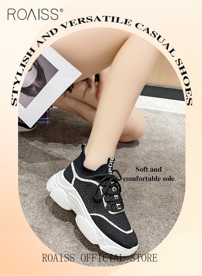 Women's Thick Sole Sneakers Women's Mesh Dad Shoes Women's Thick Sole Hollow Casual Shoes